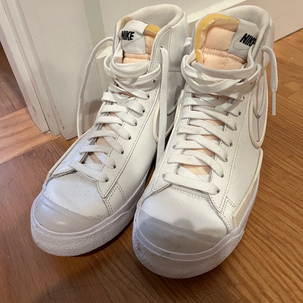 Nike White and Cream Mid Blazers